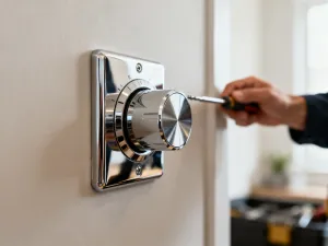 Mechanik samochodowy precyzyjnie montuje nową szybę przednią w nowoczesnym aucie w profesjonalnym warsztacie.